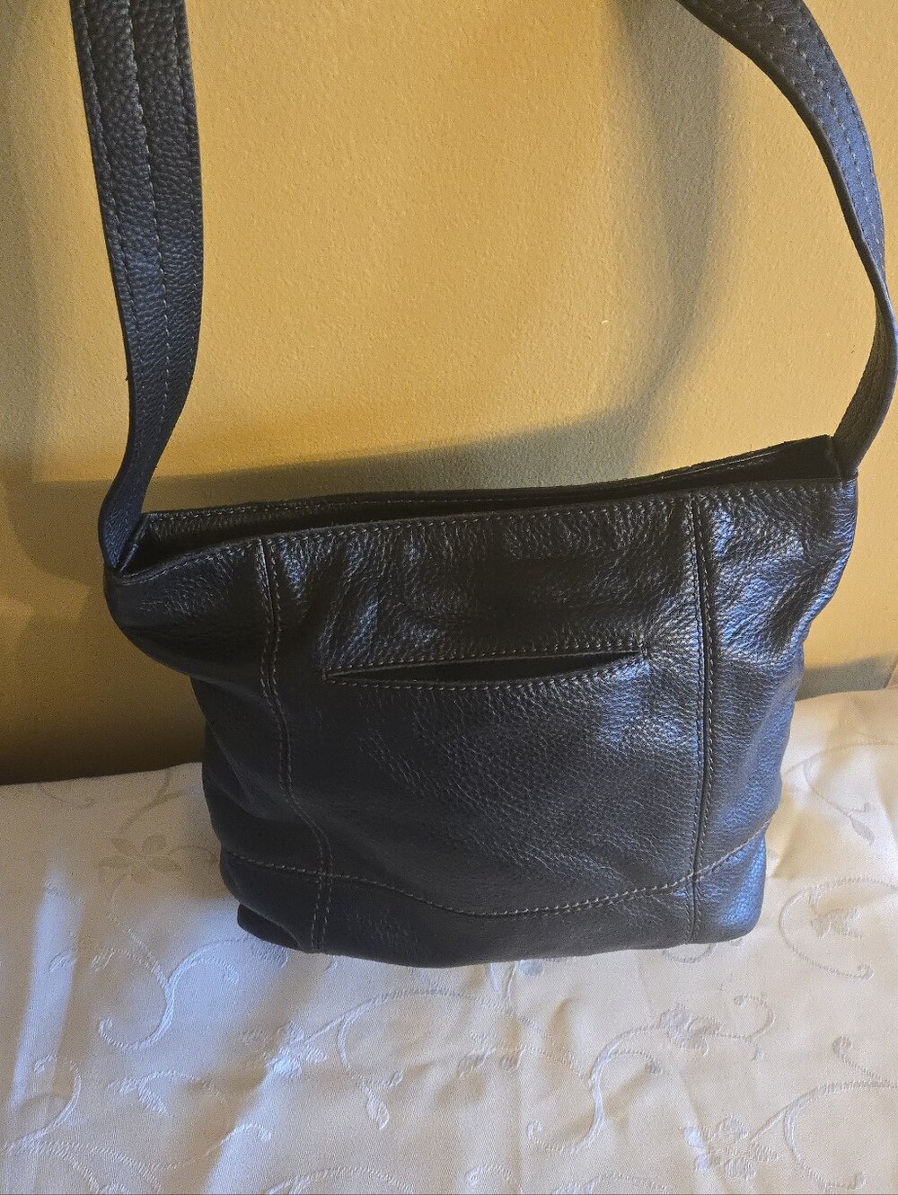 The Sak Black Leather Messenger Bag